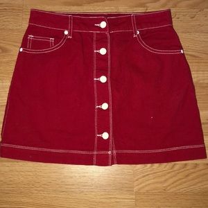 Forever 21 Red Button-down Mini Skirt